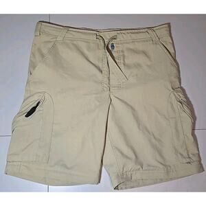 Vintage Nike ACG Canvas Khaki belted Cargo Shorts Mens Size Medium 10 In Inseam